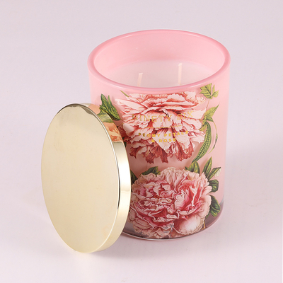 Pastel 14.5oz Toples Kaca Lilin Wangi Eucalyptus Camellia Dengan Wewangian Khusus