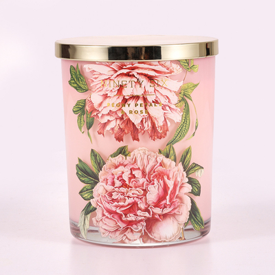 Pastel 14.5oz Toples Kaca Lilin Wangi Eucalyptus Camellia Dengan Wewangian Khusus