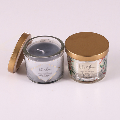 Custom Printed MSDS Mini 1.6oz Scented Cocktail Glass Candles Jar Dengan Tutup Logam