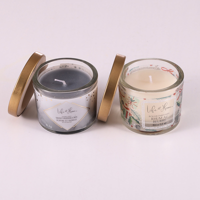 Custom Printed MSDS Mini 1.6oz Scented Cocktail Glass Candles Jar Dengan Tutup Logam