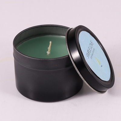 OEM 2 Oz Daur Ulang Matte Black Tin Can Lilin Untuk Kamar Tidur