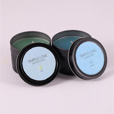 OEM 2 Oz Daur Ulang Matte Black Tin Can Lilin Untuk Kamar Tidur
