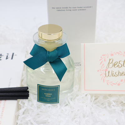 Aroma Reed Diffuser 126ml Set Kado Mewah Dengan Pita Hijau Dan Label Kustom