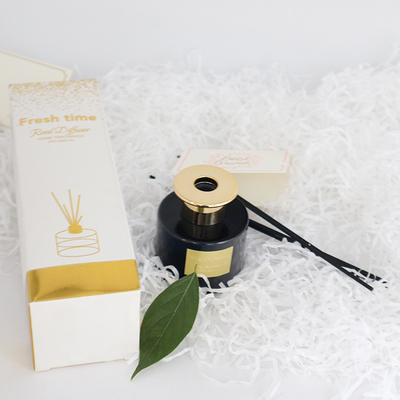 Aroma Reed Diffuser 100ml Botol Hitam Set Hadiah Mewah Dengan Tutup Emas