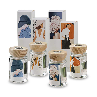 Set Hadiah Warna-warni Kustom 120ml Parfum Mewah Dengan Kotak CMYK Aroma Reed Diffuser