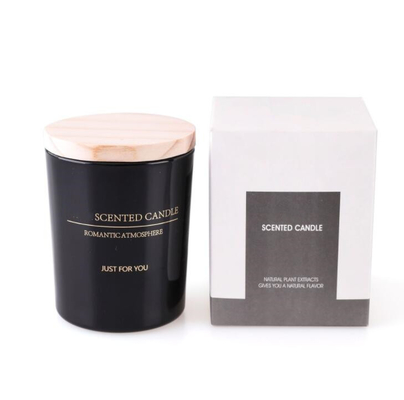 EN15493 Hitam Putih Aromaterapi Kedelai Aroma Lilin Rumah 5Oz Dengan Tutup Kayu