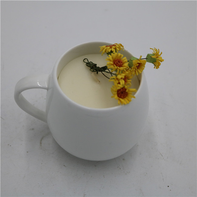 6oz Sederhana Putih Alam Keramik Lilin Kedelai Aromaterapi Jar Lilin