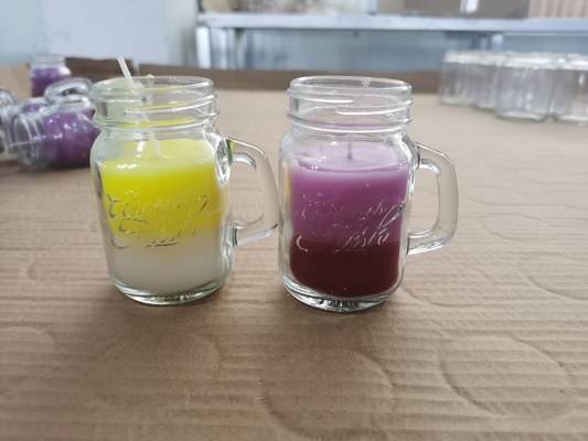 Aroma Rumah Lilin Kedelai Lucu Mason Jar Lilin Beraroma Kustom Dengan Pegangan