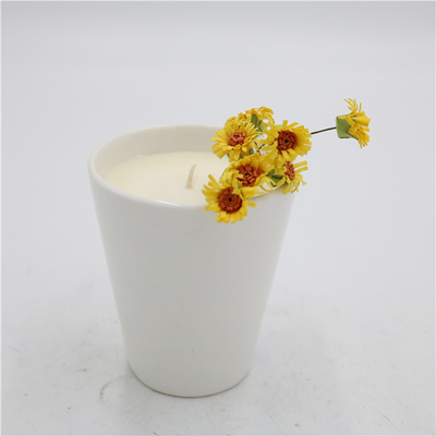 Aroma Rumah Cangkir Teh Keramik Lilin Kedelai Beraroma Matte White 7oz