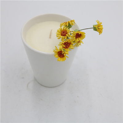 Aroma Rumah Cangkir Teh Keramik Lilin Kedelai Beraroma Matte White 7oz