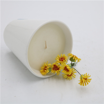 Aroma Rumah Cangkir Teh Keramik Lilin Kedelai Beraroma Matte White 7oz